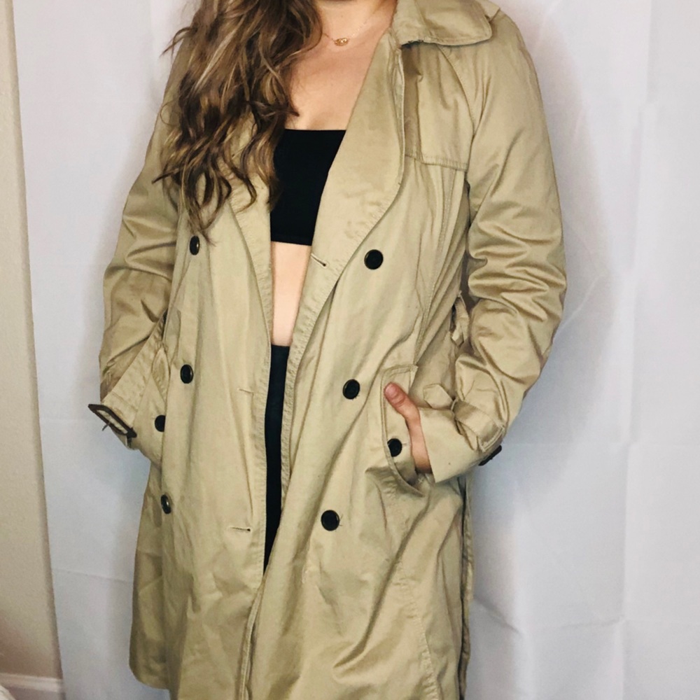 Lands End khaki trench coat size M